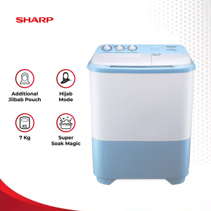 Sharp Mesin Cuci Twin Tube 7.5 KG - ES-T79SJ BL